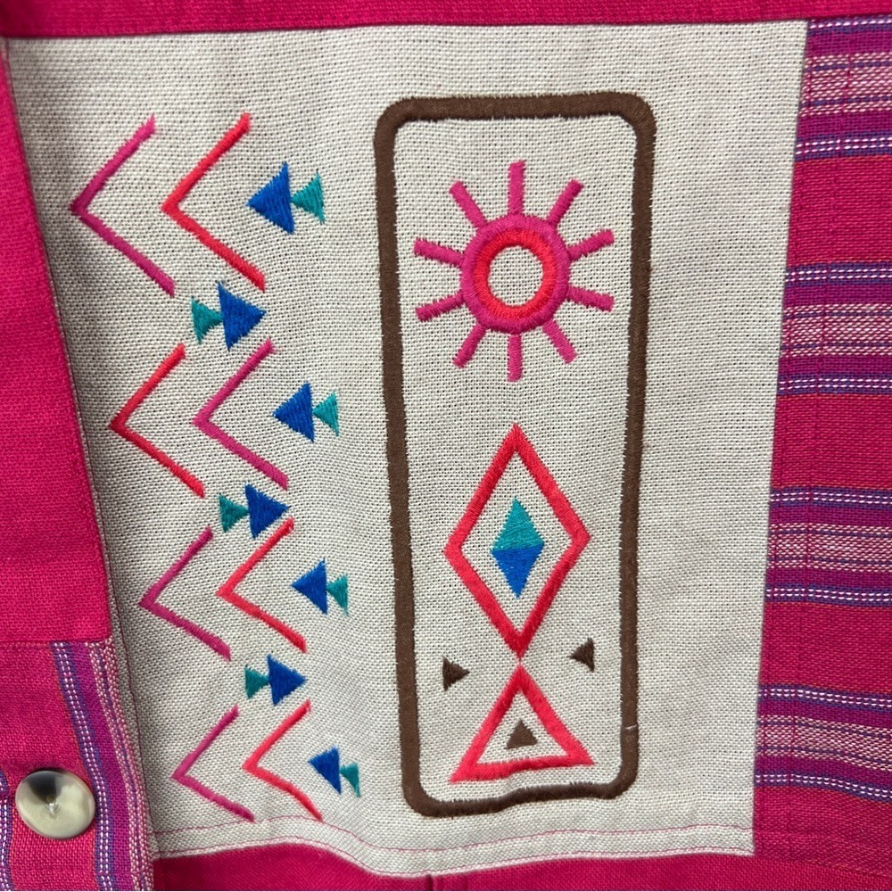 Sigrid Olsen Pink Embroidered Jacket Size XL Vintage 90s Southwestern Aztec - Picture 5 of 9